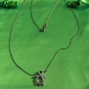 Silver .925 Turtle Diamond Pendant Necklace